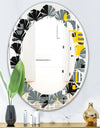 Retro Abstract Design I - Modern Round or Oval Wall Mirror - Leaves