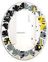 Retro Abstract Design I - Modern Round or Oval Wall Mirror - Leaves