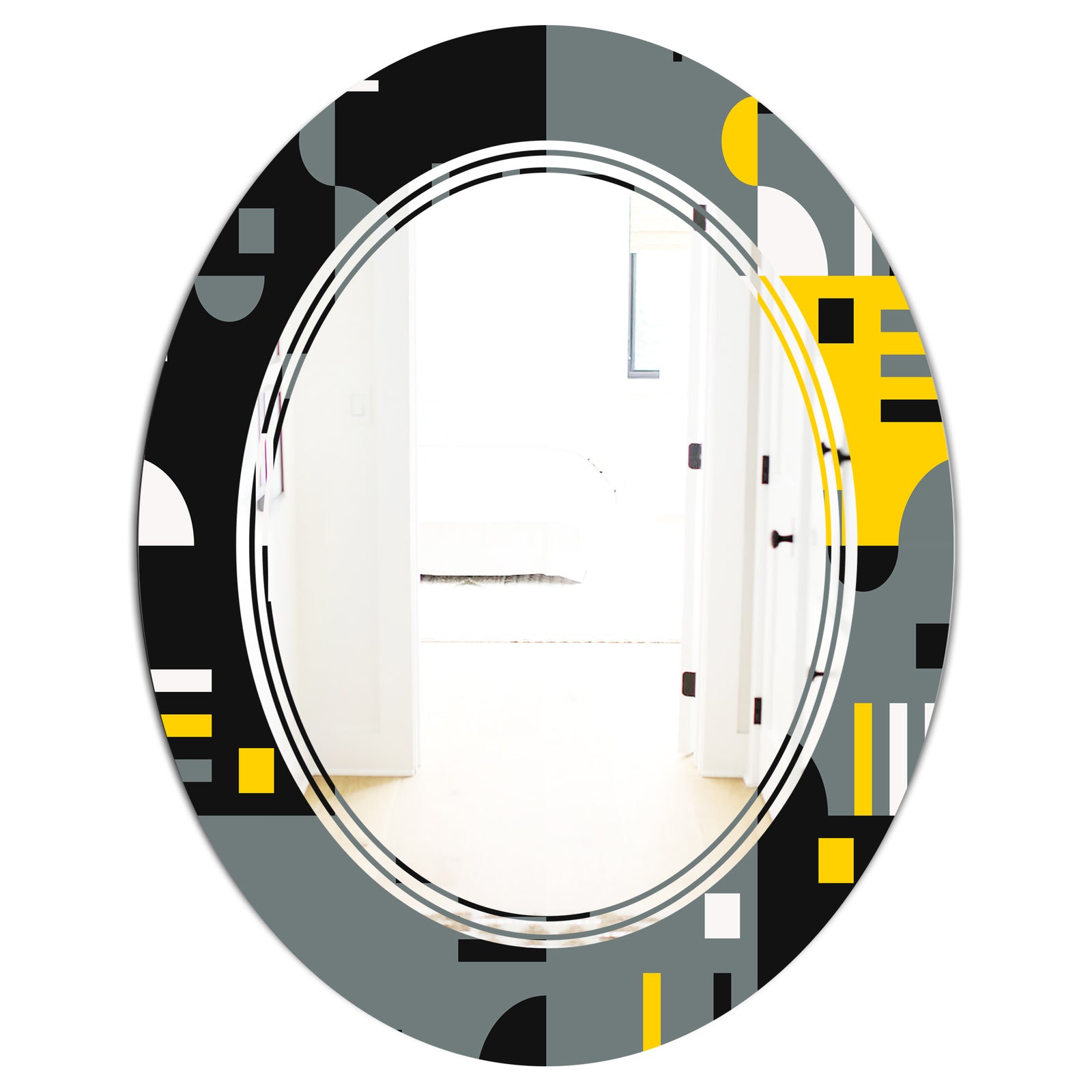 Retro Abstract Design I - Modern Round or Oval Wall Mirror - Triple C