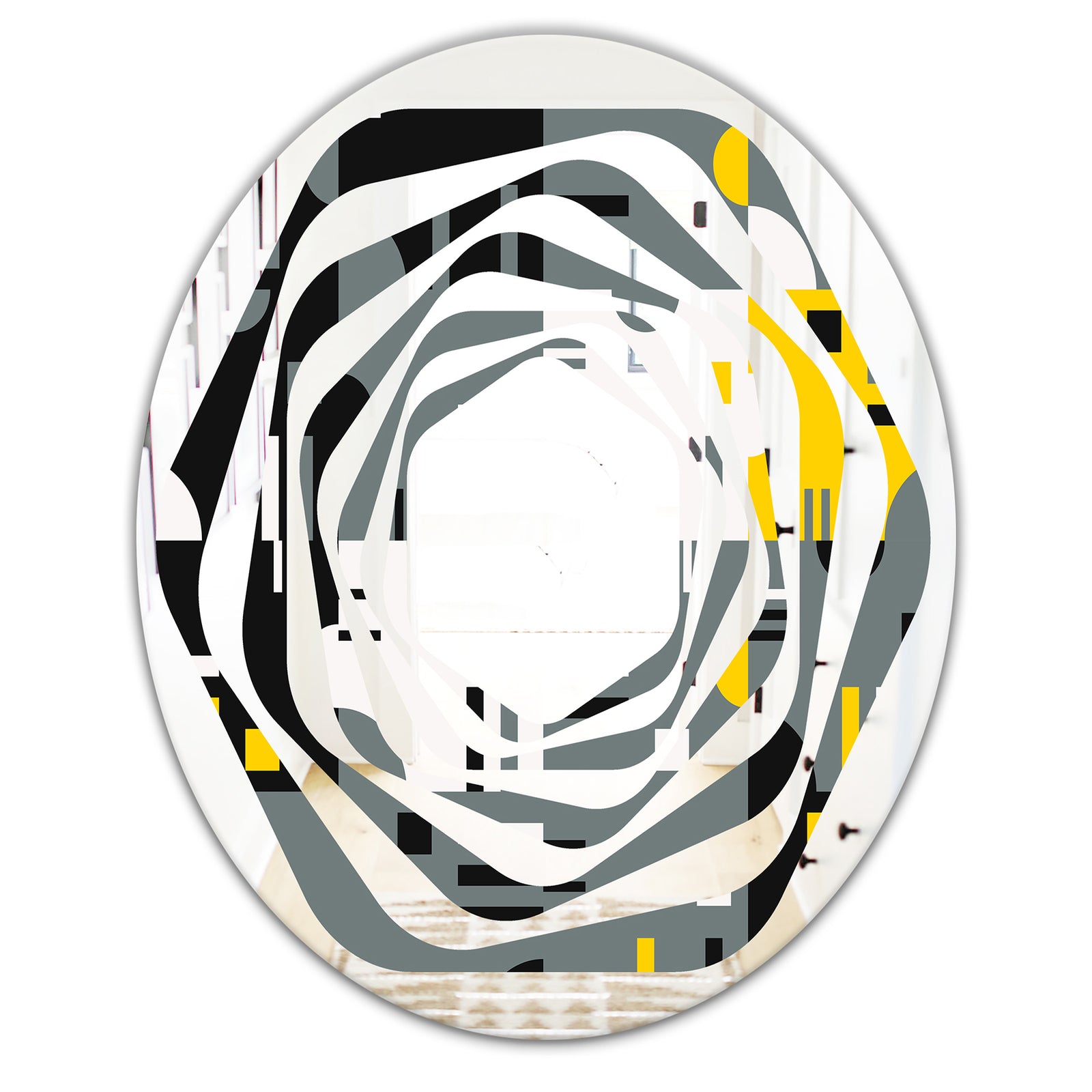Retro Abstract Design I - Modern Round or Oval Wall Mirror - Whirl