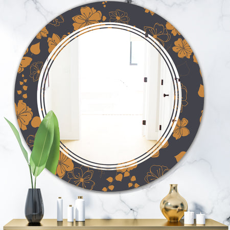 Retro Handdrawn Poppies II - Cottage Round or Oval Wall Mirror - Triple C