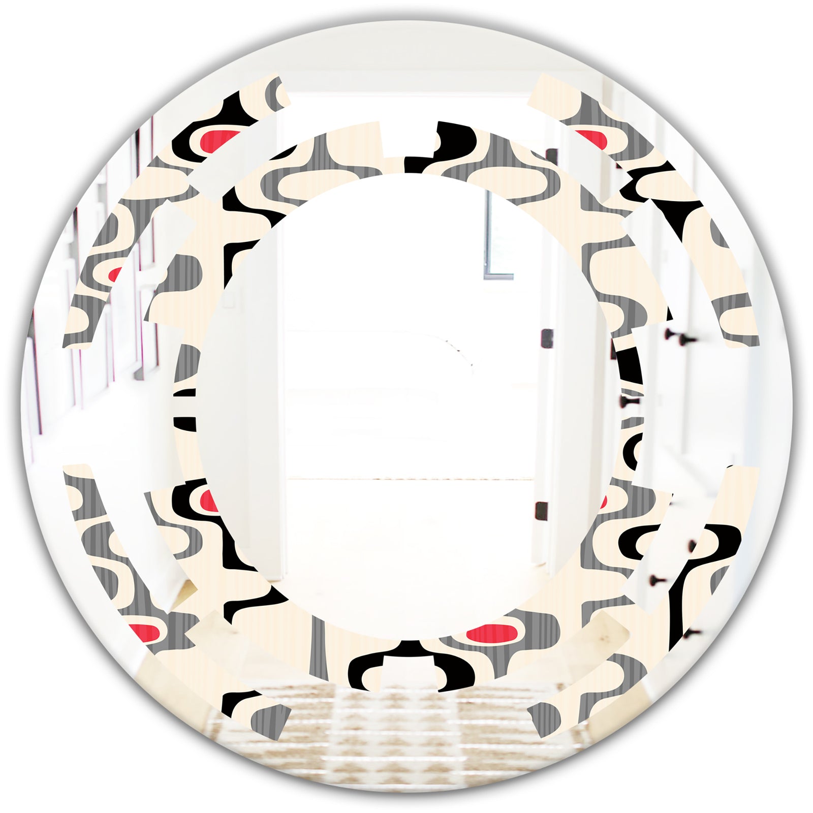 Retro Abstract Design IX - Modern Round or Oval Wall Mirror - Space