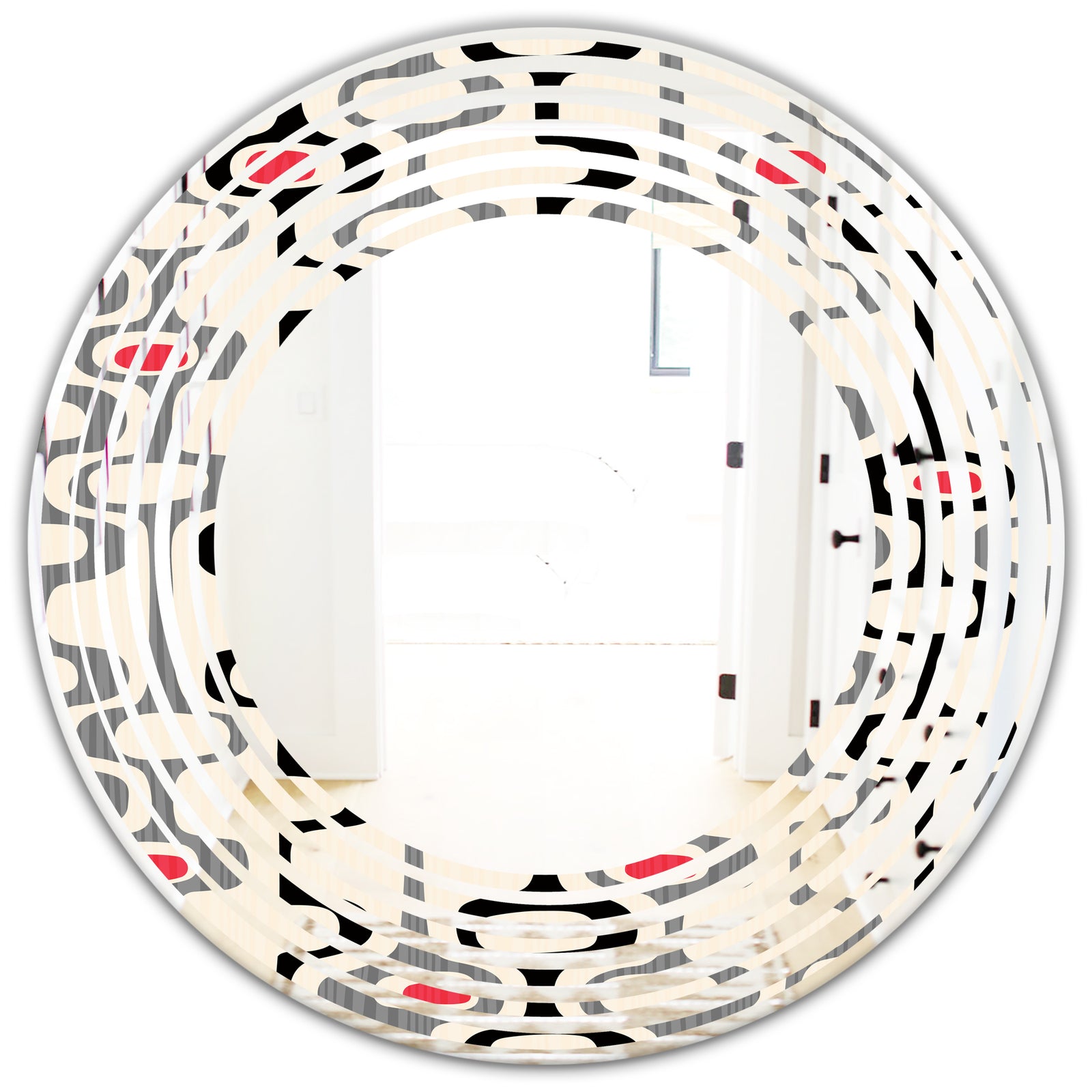 Retro Abstract Design IX - Modern Round or Oval Wall Mirror - Wave
