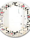 Retro Abstract Design IX - Modern Round or Oval Wall Mirror - Leaves