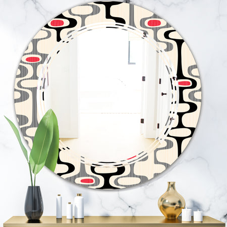 Retro Abstract Design IX - Modern Round or Oval Wall Mirror - Triple C