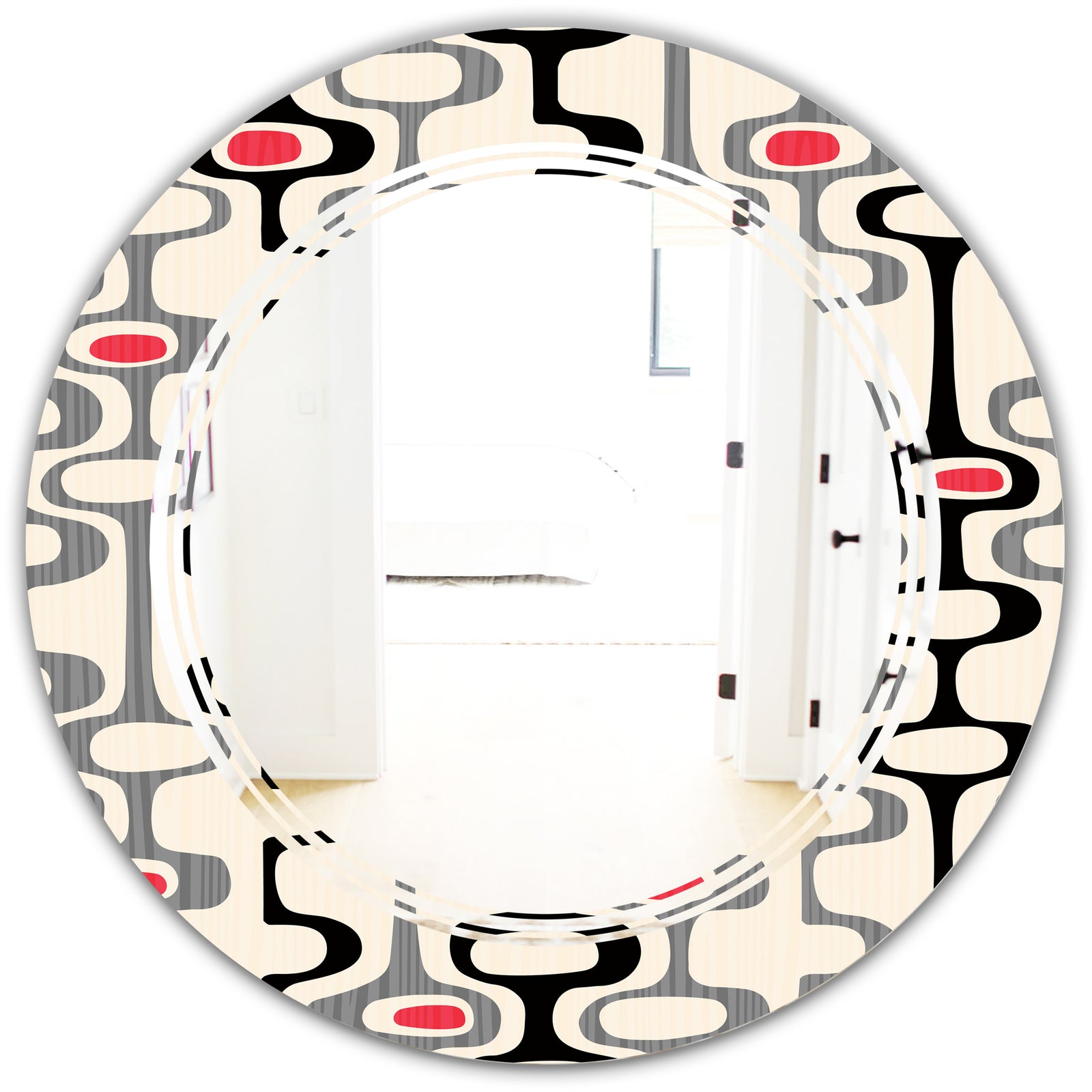 Retro Abstract Design IX - Modern Round or Oval Wall Mirror - Triple C