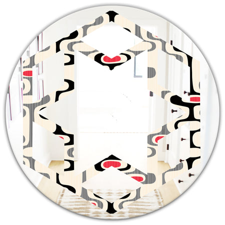 Retro Abstract Design IX - Modern Round or Oval Wall Mirror - Hexagon Star