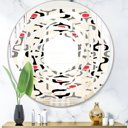 Retro Abstract Design IX - Modern Round or Oval Wall Mirror - Whirl