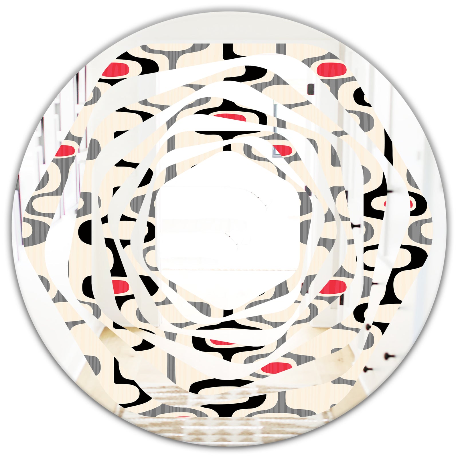 Retro Abstract Design IX - Modern Round or Oval Wall Mirror - Whirl