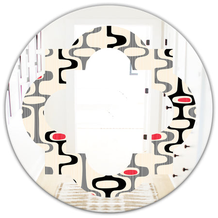 Retro Abstract Design IX - Modern Round or Oval Wall Mirror - Quatrefoil