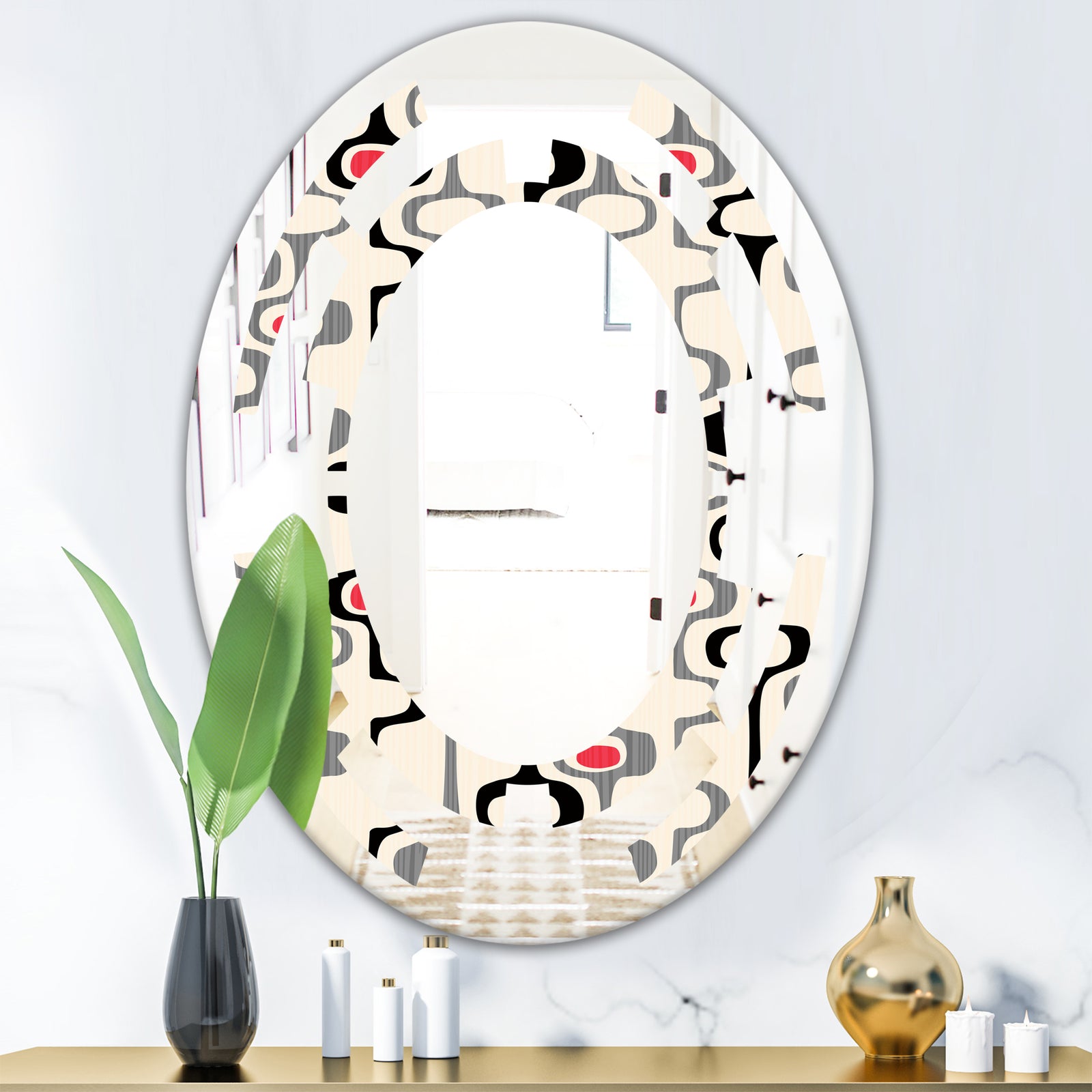 Retro Abstract Design IX - Modern Round or Oval Wall Mirror - Space