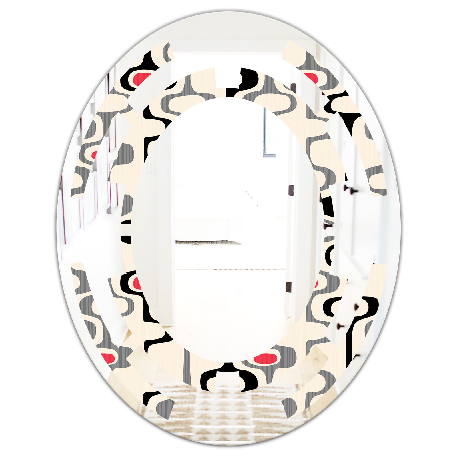 Retro Abstract Design IX - Modern Round or Oval Wall Mirror - Space