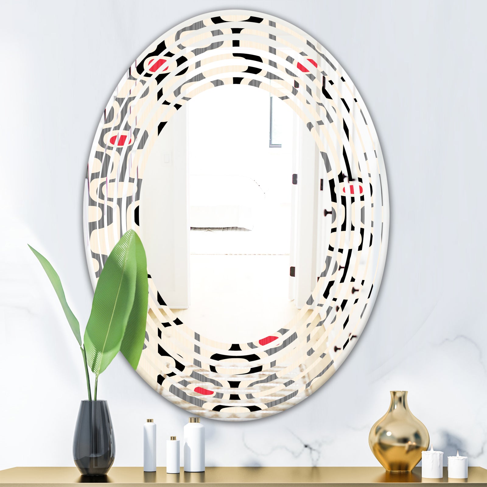 Retro Abstract Design IX - Modern Round or Oval Wall Mirror - Wave