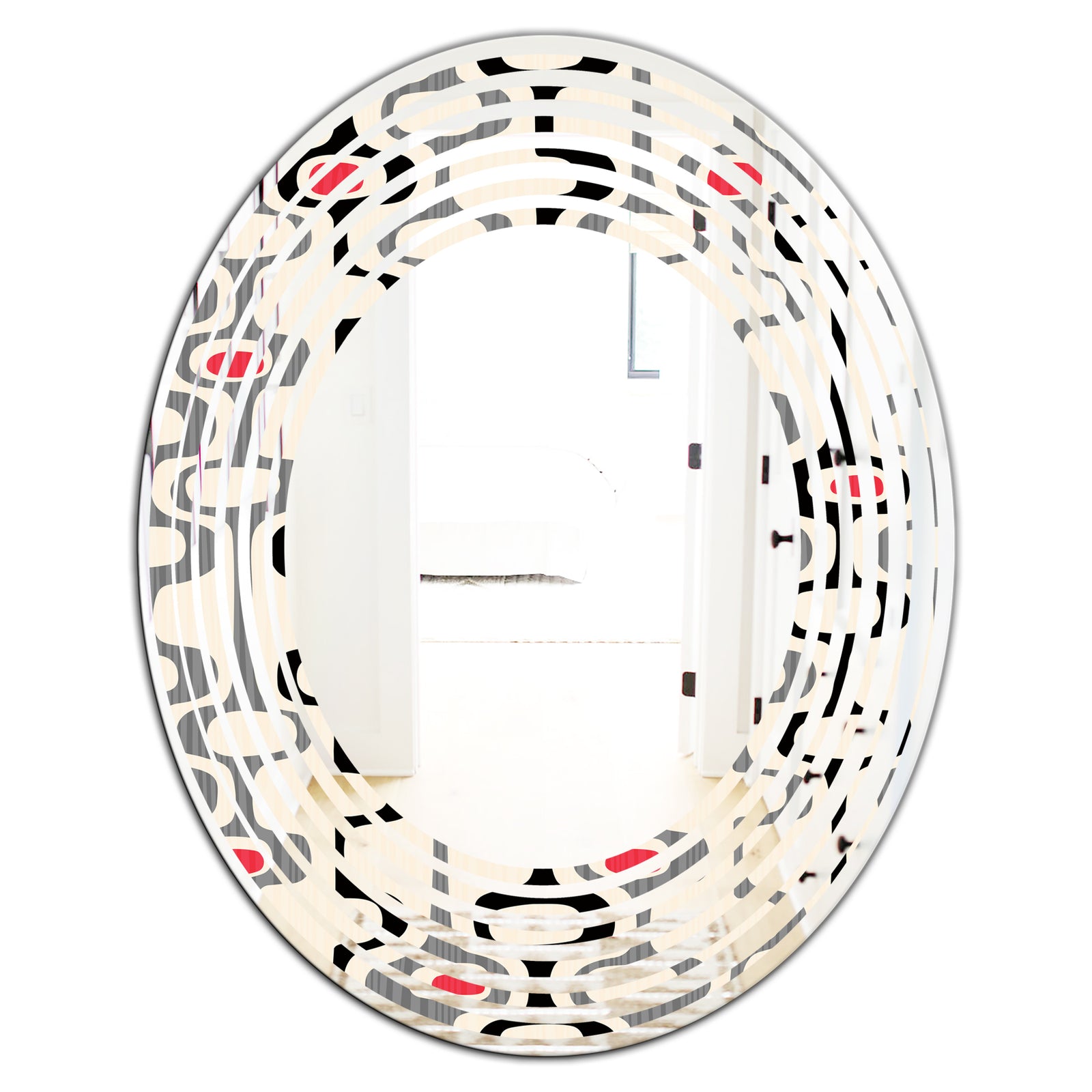 Retro Abstract Design IX - Modern Round or Oval Wall Mirror - Wave