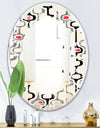 Retro Abstract Design IX - Modern Round or Oval Wall Mirror - Leaves