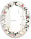 Retro Abstract Design IX - Modern Round or Oval Wall Mirror - Leaves