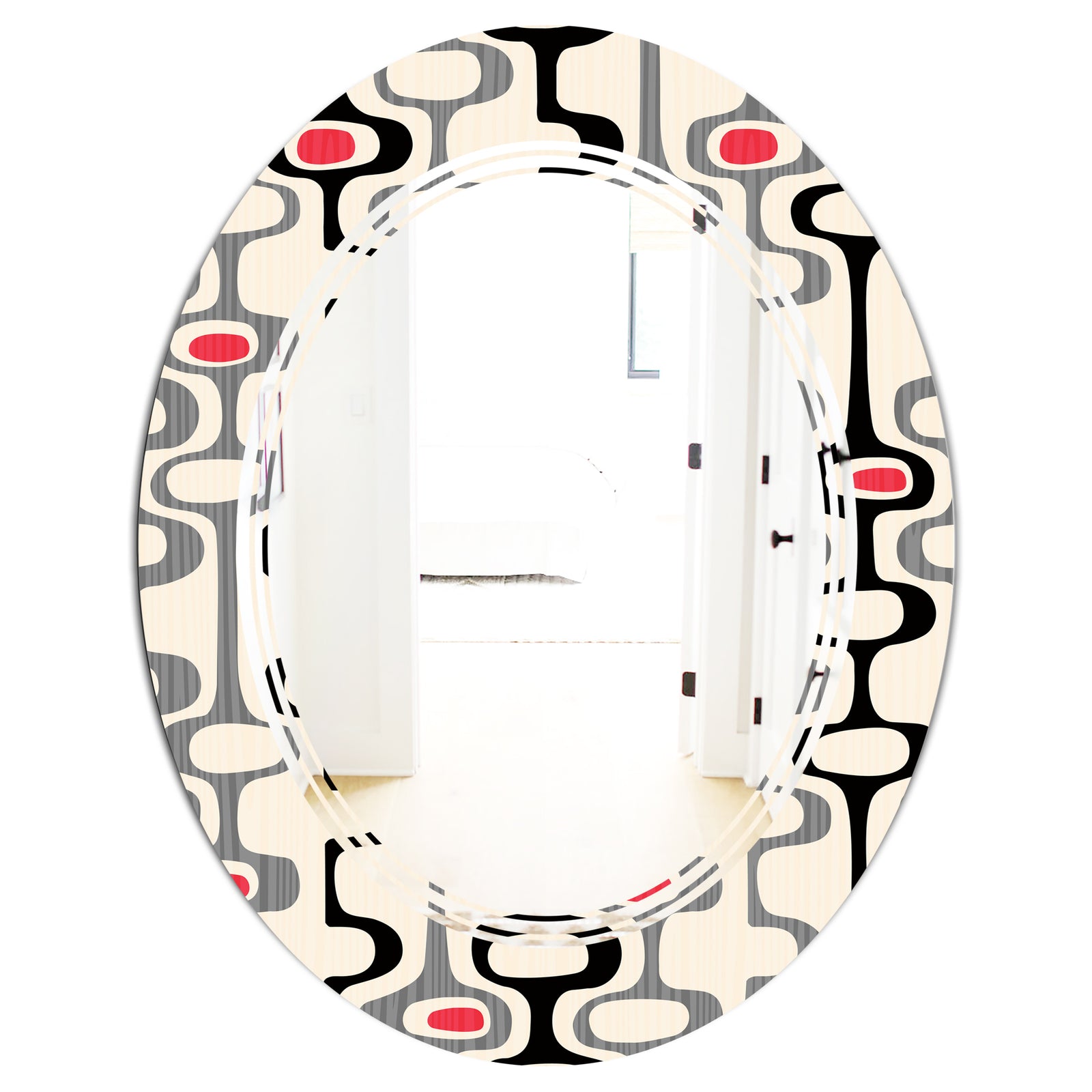 Retro Abstract Design IX - Modern Round or Oval Wall Mirror - Triple C