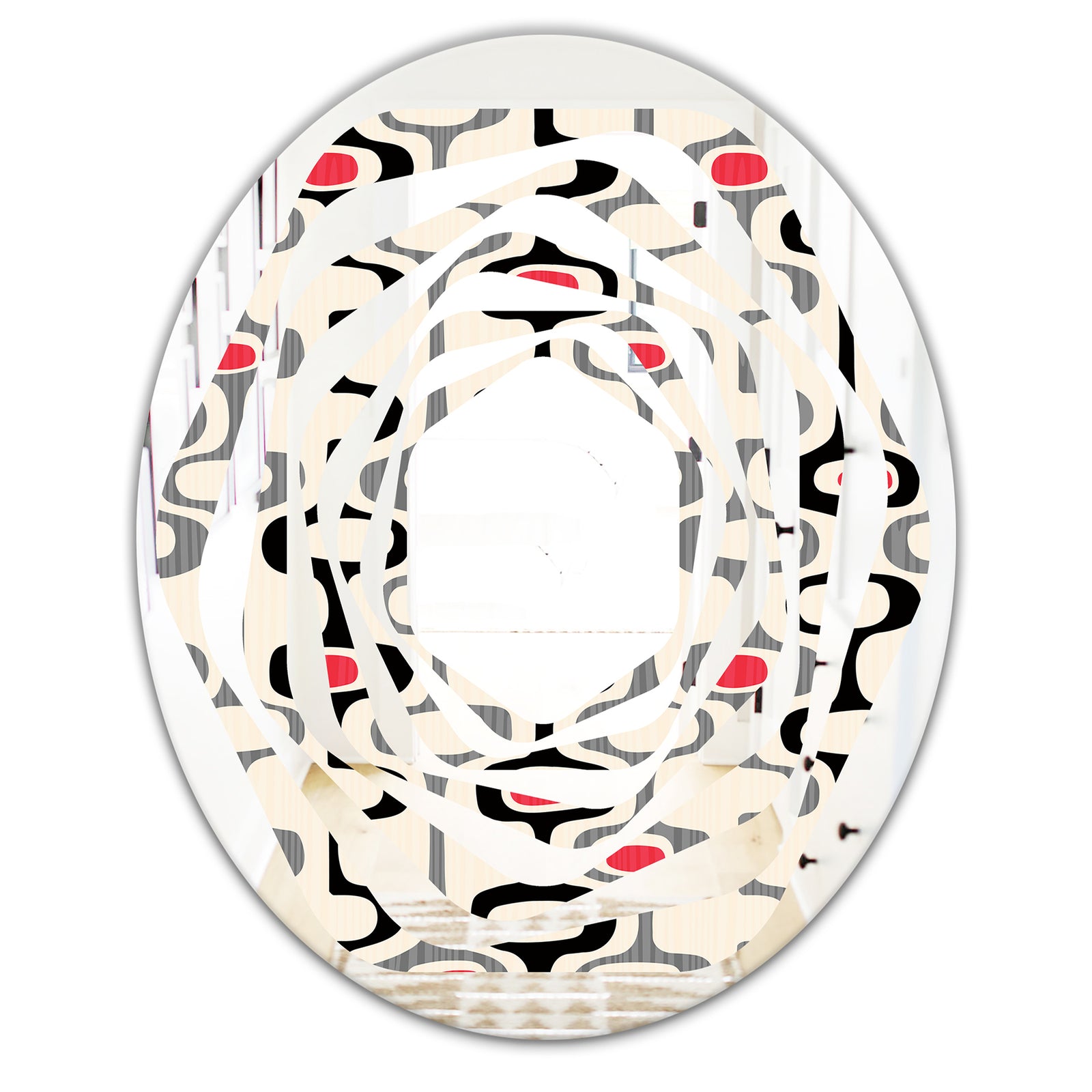 Retro Abstract Design IX - Modern Round or Oval Wall Mirror - Whirl