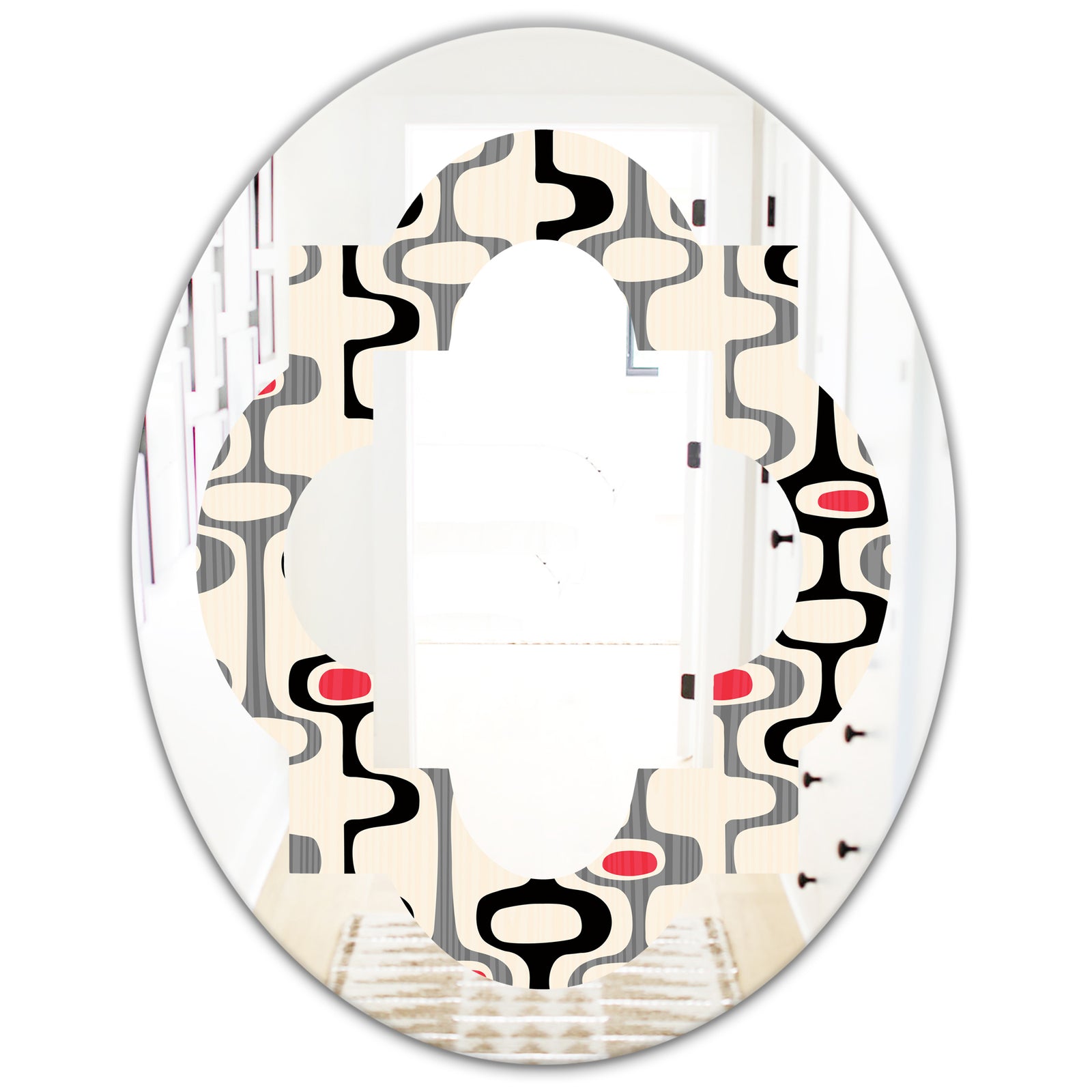 Retro Abstract Design IX - Modern Round or Oval Wall Mirror - Quatrefoil
