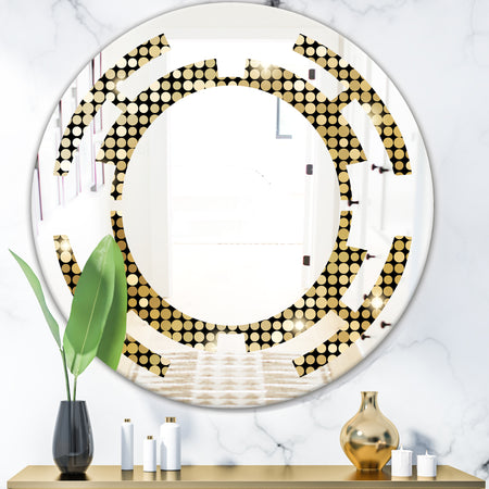 Abstract Gold Mosaic - Modern Round or Oval Wall Mirror - Space