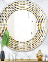 Abstract Gold Mosaic - Modern Round or Oval Wall Mirror - Wave