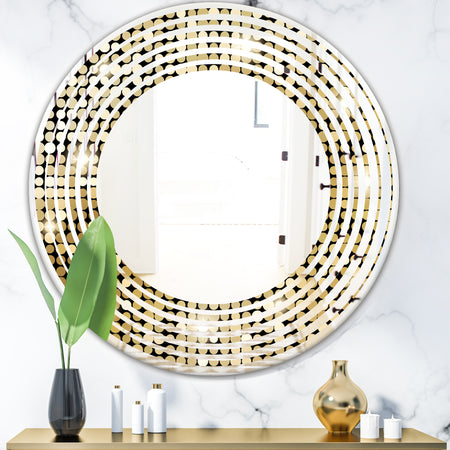 Abstract Gold Mosaic - Modern Round or Oval Wall Mirror - Wave