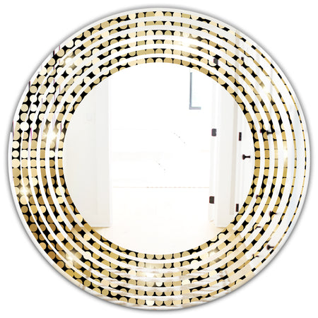 Abstract Gold Mosaic - Modern Round or Oval Wall Mirror - Wave