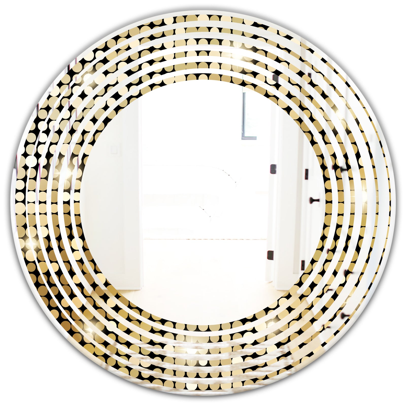 Abstract Gold Mosaic - Modern Round or Oval Wall Mirror - Wave