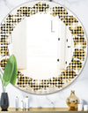 Abstract Gold Mosaic - Modern Round or Oval Wall Mirror - Leaves