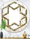 Abstract Gold Mosaic - Modern Round or Oval Wall Mirror - Hexagon Star