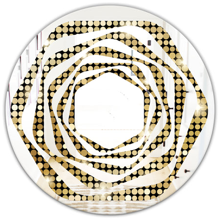 Abstract Gold Mosaic - Modern Round or Oval Wall Mirror - Whirl