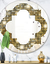 Abstract Gold Mosaic - Modern Round or Oval Wall Mirror - Quatrefoil
