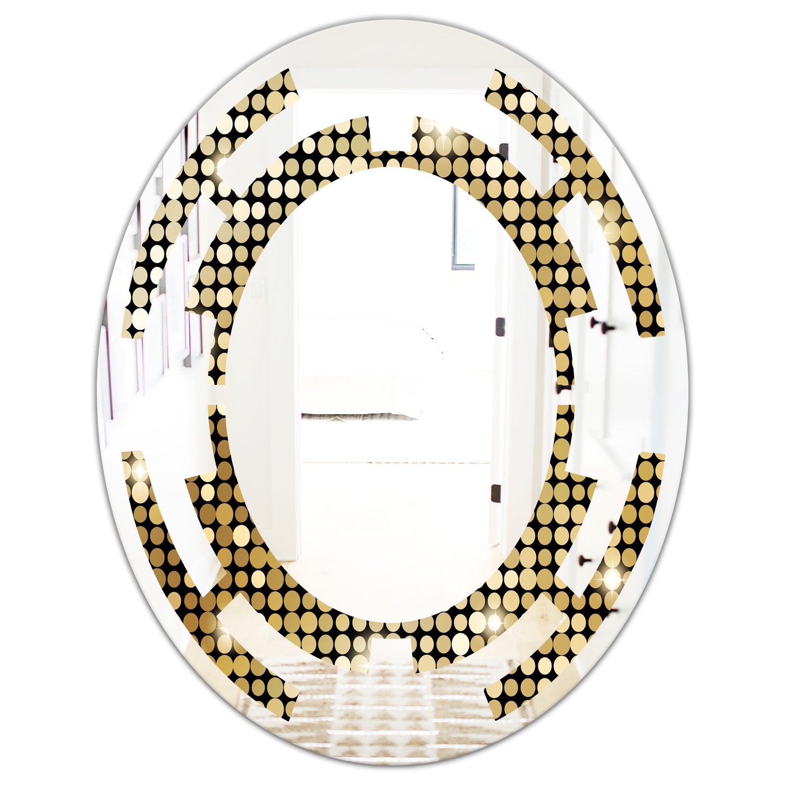 Abstract Gold Mosaic - Modern Round or Oval Wall Mirror - Space