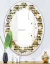 Abstract Gold Mosaic - Modern Round or Oval Wall Mirror - Leaves