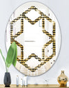 Abstract Gold Mosaic - Modern Round or Oval Wall Mirror - Hexagon Star