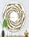 Abstract Gold Mosaic - Modern Round or Oval Wall Mirror - Whirl