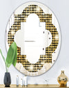 Abstract Gold Mosaic - Modern Round or Oval Wall Mirror - Quatrefoil