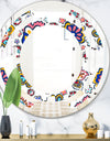 Retro handdrawn flowers II - Modern Round or Oval Wall Mirror - Space