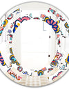 Retro handdrawn flowers II - Modern Round or Oval Wall Mirror - Space