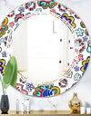 Retro handdrawn flowers II - Modern Round or Oval Wall Mirror - Triple C