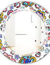 Retro handdrawn flowers II - Modern Round or Oval Wall Mirror - Triple C