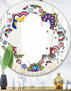 Retro handdrawn flowers II - Modern Round or Oval Wall Mirror - Quatrefoil