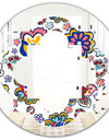 Retro handdrawn flowers II - Modern Round or Oval Wall Mirror - Quatrefoil