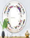 Retro handdrawn flowers II - Modern Round or Oval Wall Mirror - Space