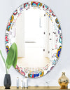 Retro handdrawn flowers II - Modern Round or Oval Wall Mirror - Triple C