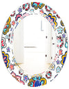 Retro handdrawn flowers II - Modern Round or Oval Wall Mirror - Triple C