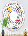 Retro handdrawn flowers II - Modern Round or Oval Wall Mirror - Whirl