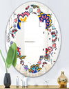 Retro handdrawn flowers II - Modern Round or Oval Wall Mirror - Quatrefoil