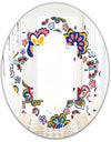 Retro handdrawn flowers II - Modern Round or Oval Wall Mirror - Quatrefoil