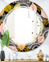 Autumn leaves lace textured pattern - Modern Round or Oval Wall Mirror - Triple C